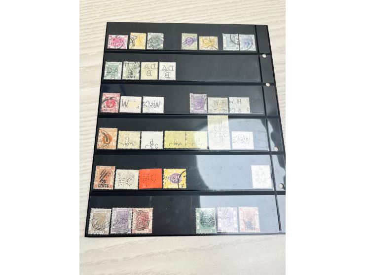 including treaty port's marking Amoy, Canton, B62 obliterators, Sunburst (Shanghai) cancel, Perfins, Company chops, Jubilee I